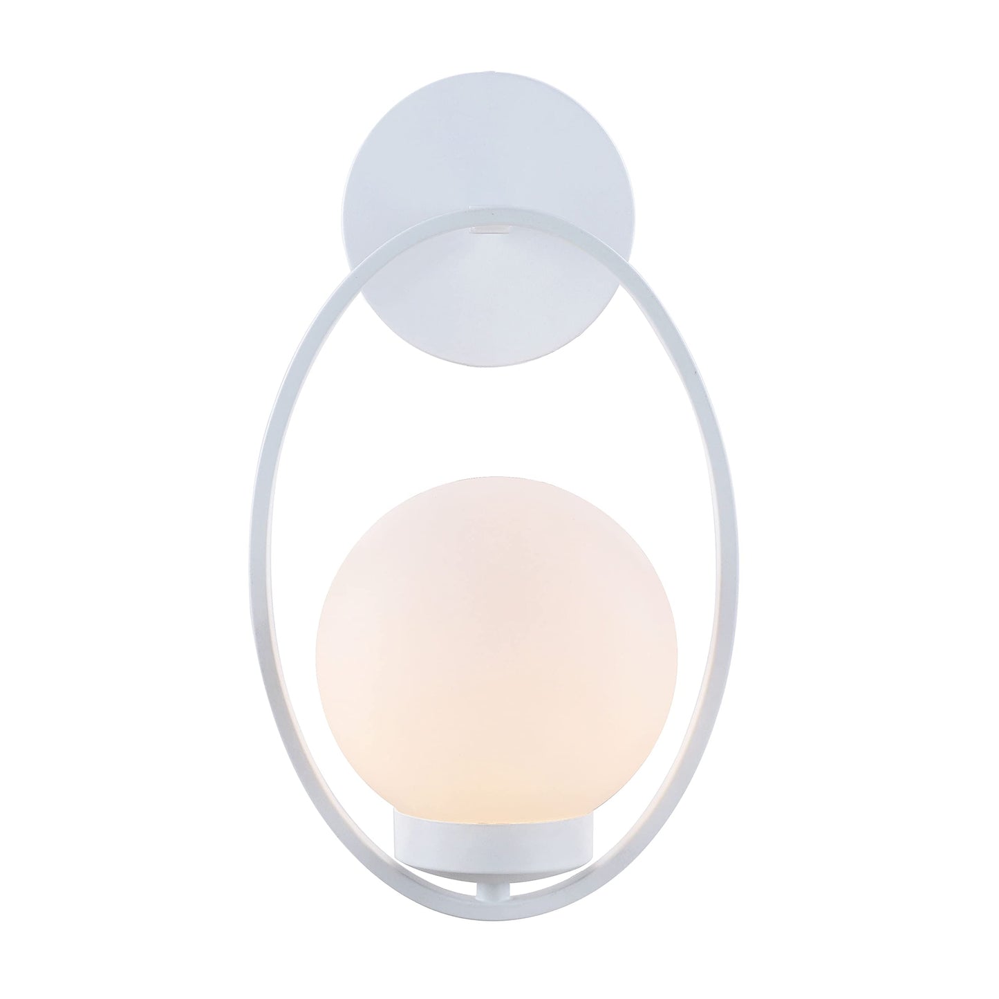 Aspen Creative 62708-03-1, 1-Light Wall Sconce / 8" W x 14" H x 7-1/2" E, Matte White Finish w/Opal Glass, Bulb Not Included