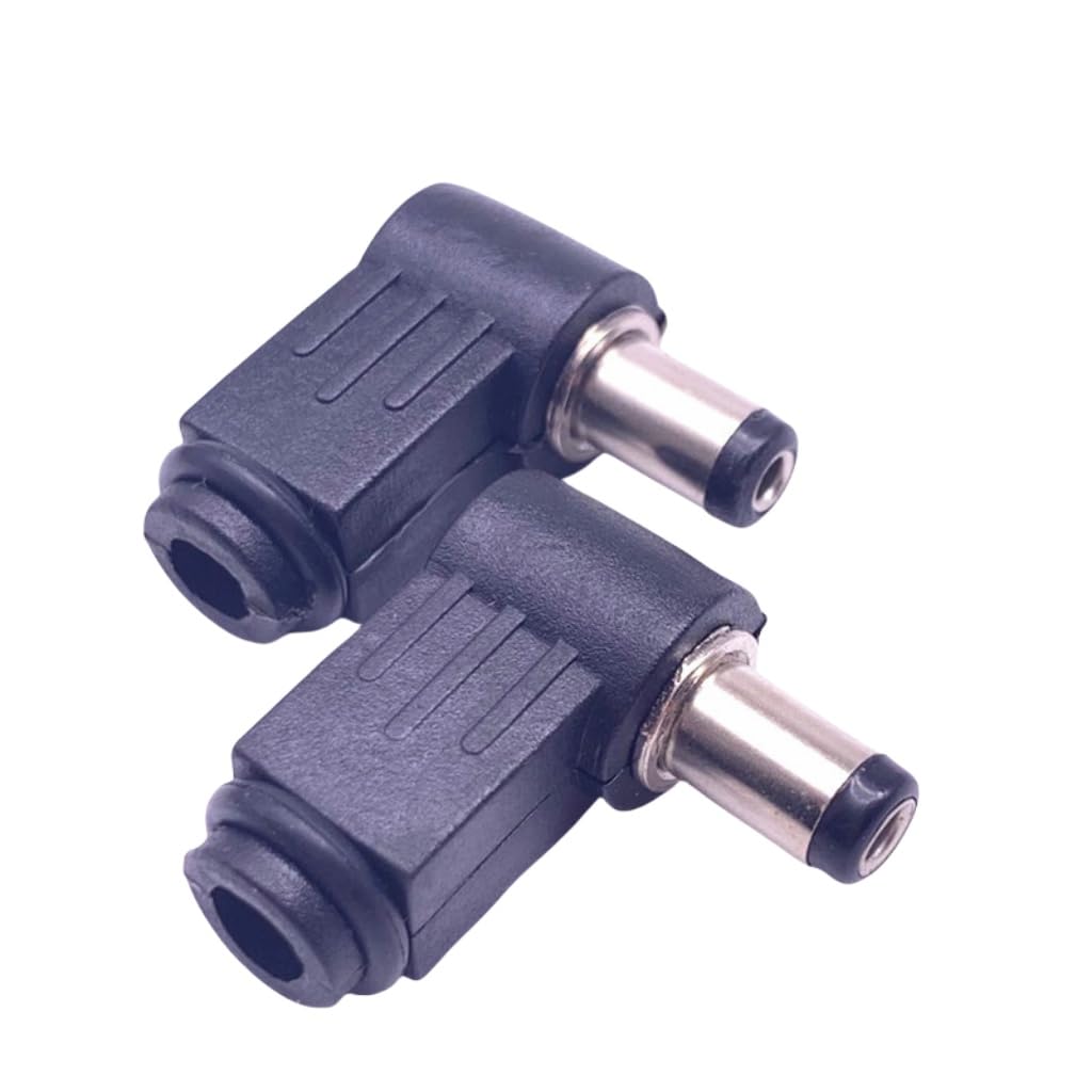 Lzzvibo 10Pcs Right Angle DC Power Supply Male Plug Welding Cord Connector 90-Degree 5.5 * 2.5mm DC Jack Charger Socket Soldering Plug Adapter Wiring