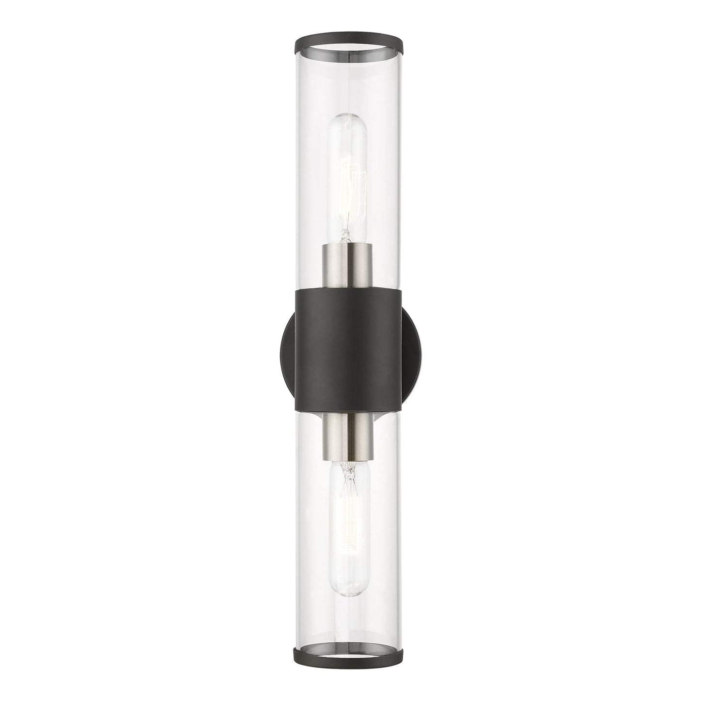 Livex Lighting 17282-04 Banca Collection 2 Light ADA Vanity Sconce, Black with Brushed Nickel Accent