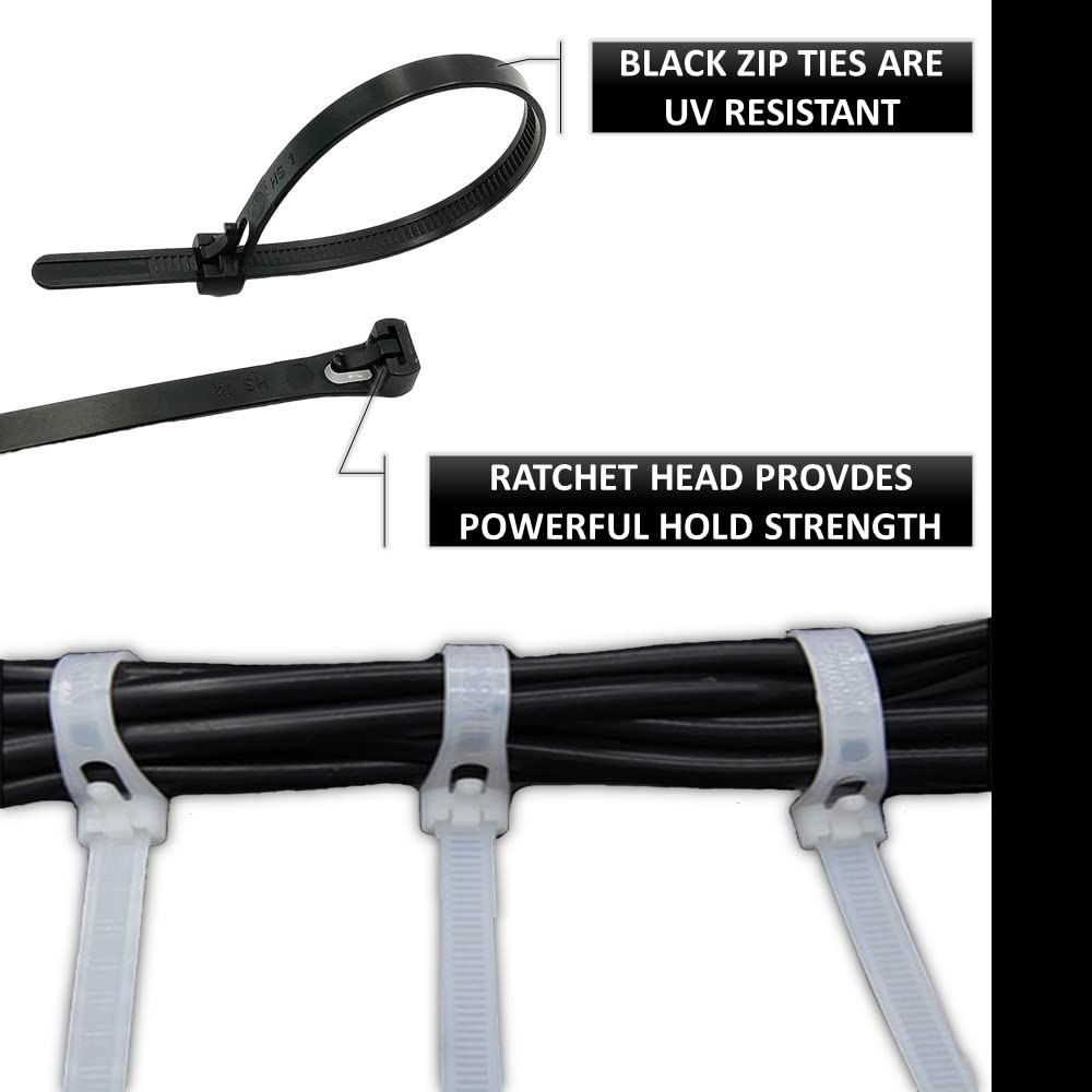 Kable Kontrol Reusable Cable Zip Ties 14 Inch 100 Pcs Black, 50 Lbs Tensile Strength, Self-Locking, Multipurpose Trigger Releasable & Adjustable Nylon