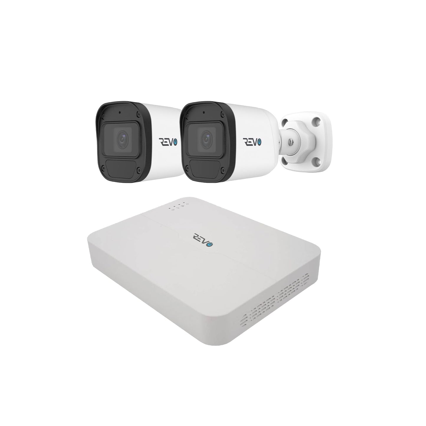 REVO Ultra 4CH 4K POE H.265 NVR, 1TB & 2X 2K (4MP) Indoor/Outdoor IR Cameras with Built-in Mic - Remote Access Via Pc, Mac & Phone (No Monthly Fee)