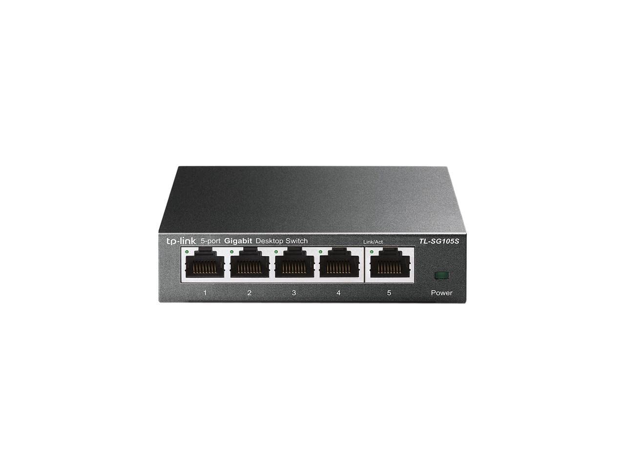 TP-Link TL-SG105S | 5 Port Gigabit Ethernet Switch | Desktop/Wall-Mount | Plug & Play | Fanless | Sturdy Metal | 3 Year Manufacturer Warranty |