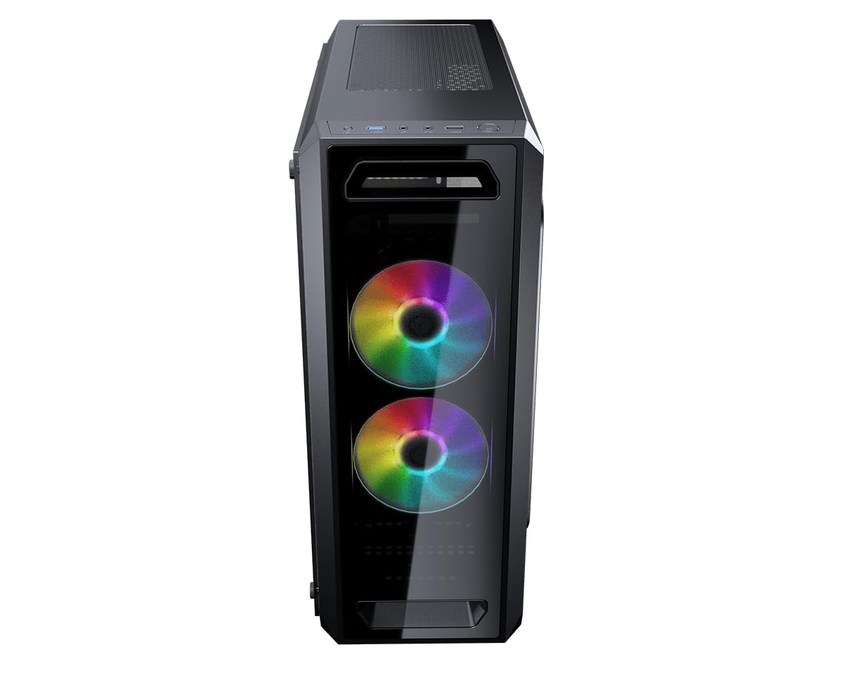 Cougar MX350 RGB PC Gaming Case Mid Tower - Mini ITX/Micro ATX/ATX with Front and Side Tempered Glass Panel, 2x120mm ARGB Fans Pre-Installed, Cable