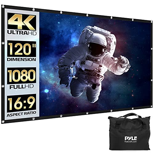 Pyle Foldable Portable Projector Screen - 120" 16:9 HD 4K Lightweight Indoor Outdoor Anti-Crease Movie Projection Display - for Home Theater, Party