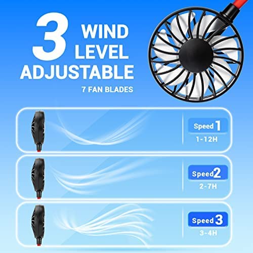 Portable Neck Fan Rechargeable Personal HandFree Fan Mini USB Wearable Neckband Sport Fan 3 Speed Adjustable 360 Degrees Rotation Perfect for Working