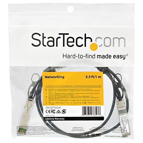 StarTech.com Dell EMC DAC-SFP-10G-1M Compatible 1m 10G SFP+ to SFP+ Direct Attach Cable Twinax - 10GbE SFP+ Copper DAC 10 Gbps Low Power Passive Mini