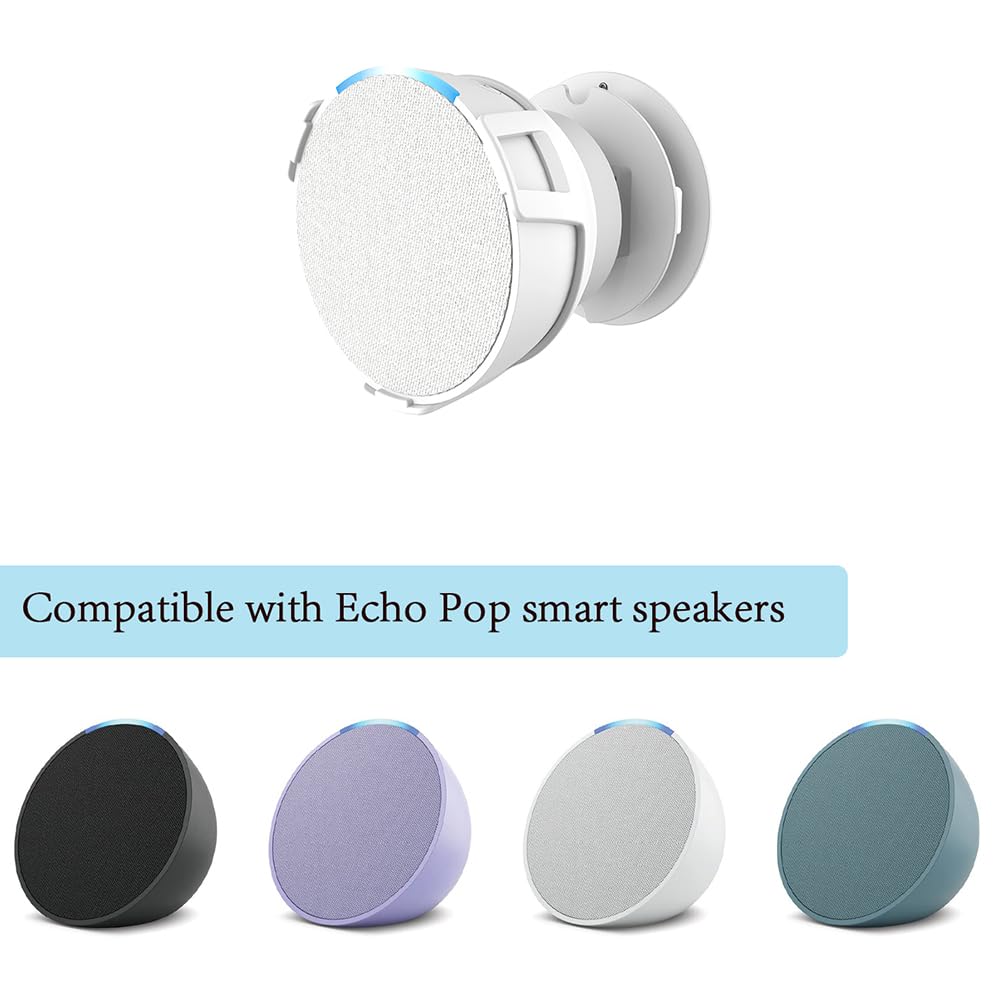 ALINUOYQ 4Pack Wall Mount Rack for Echo Pop, Stand Mount with Integrated Cable Management, Space Saving Mini Speaker Holder