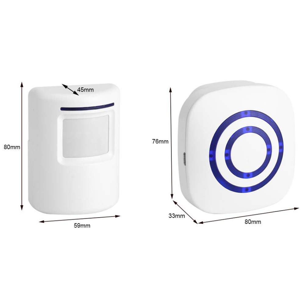 Actpe Motion Sensor Door Chime for Business, Outdoor Doorbell Kit Wireless Driveway Alert: Infrared Motion Sensor Chime with 2 Plug-in Receiver & 1