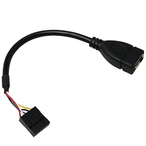 BAIRONG 10cm Motherboard USB 2.0 Adapter Cable A Female to Dupont 9 Pin Female Header Motherboard Cable Cord USB Header to USB Cable (0.1M), Black