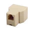 uxcell® Home RJ12 6P6C 1 Female to 2 Female Port Telephone Wire Cable Connector Splitter Beige