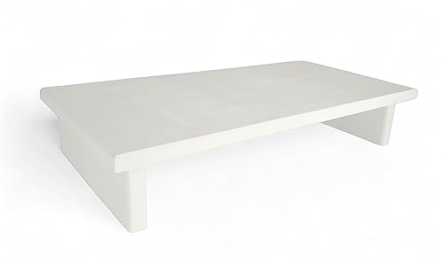 CIDS Monitor Stand Pine 3/4" White Flat Paint 43.5 x 12 x 4.75 TV Wood Shelf Riser Furniture Desk Assembled Made in USA New