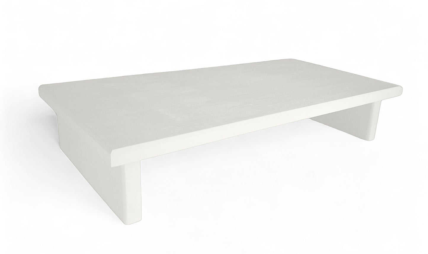 CIDS Monitor Stand Pine 3/4" White Flat Paint 43.5 x 12 x 4.75 TV Wood Shelf Riser Furniture Desk Assembled Made in USA New