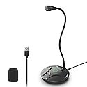 CMOCIIY Plug & Play USB Computer Microphone, Flexible Gooseneck & Mute Button LED - Desktop Microphone for Gaming, YouTube, Streaming, Compatible with