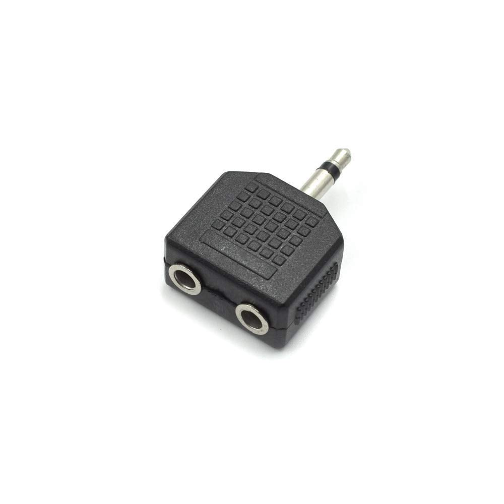 bnafes 3.5mm Mono Male to Dual 3.5mm Female Mono Audio Y Splitter Microphone Converter Headphone Adapter Connector - 6 Pcs