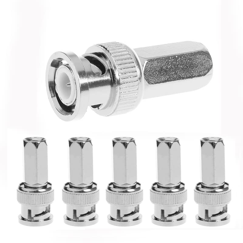 V-Fiabilidad 25PCS RG59 Coaxial Cable Connector, CCTV Twist On BNC Male Plug RF Coax Connector Surveillance Cable Adapter for CCTV IP Camera Security