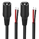 2Pack 16AWG DC Power Pigtails Cable,2.1mm x 5.5mm DC Female Plug to Bare Wire Open End,DC Barrel Plug Connector Supply Adapter Repair Cord for CCTV