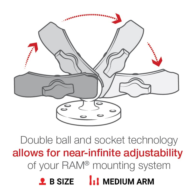 RAM MOUNTS X-Grip Universal Phone Mount Holder with Drill-Down Base & Medium Arm, Secure Smartphone Cradle for iPhone & Android RAM-B-138-UN10