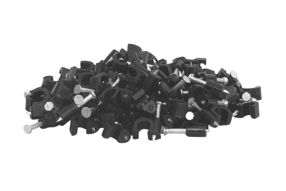 Your Cable Store 100 Pack Black Ethernet / RG59 / 6mm Nail In Cable Clips