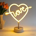 LOVE Heart Shaped Neon Night Light - USB/Battery Operated, Switch Control Desk Lamp for Bedroom Living Room Decor Gift ,Valentine's Day Wedding Party