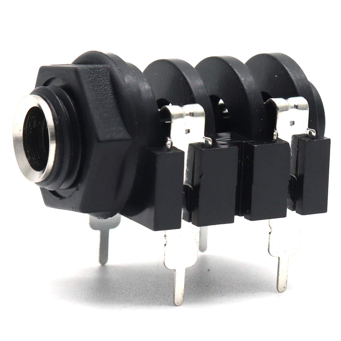 Luomorgo PCB Panel Mount 4 Pin 1/4" 6.35mm Female Socket Mono Headphone Jack Silver Thread 20pcs