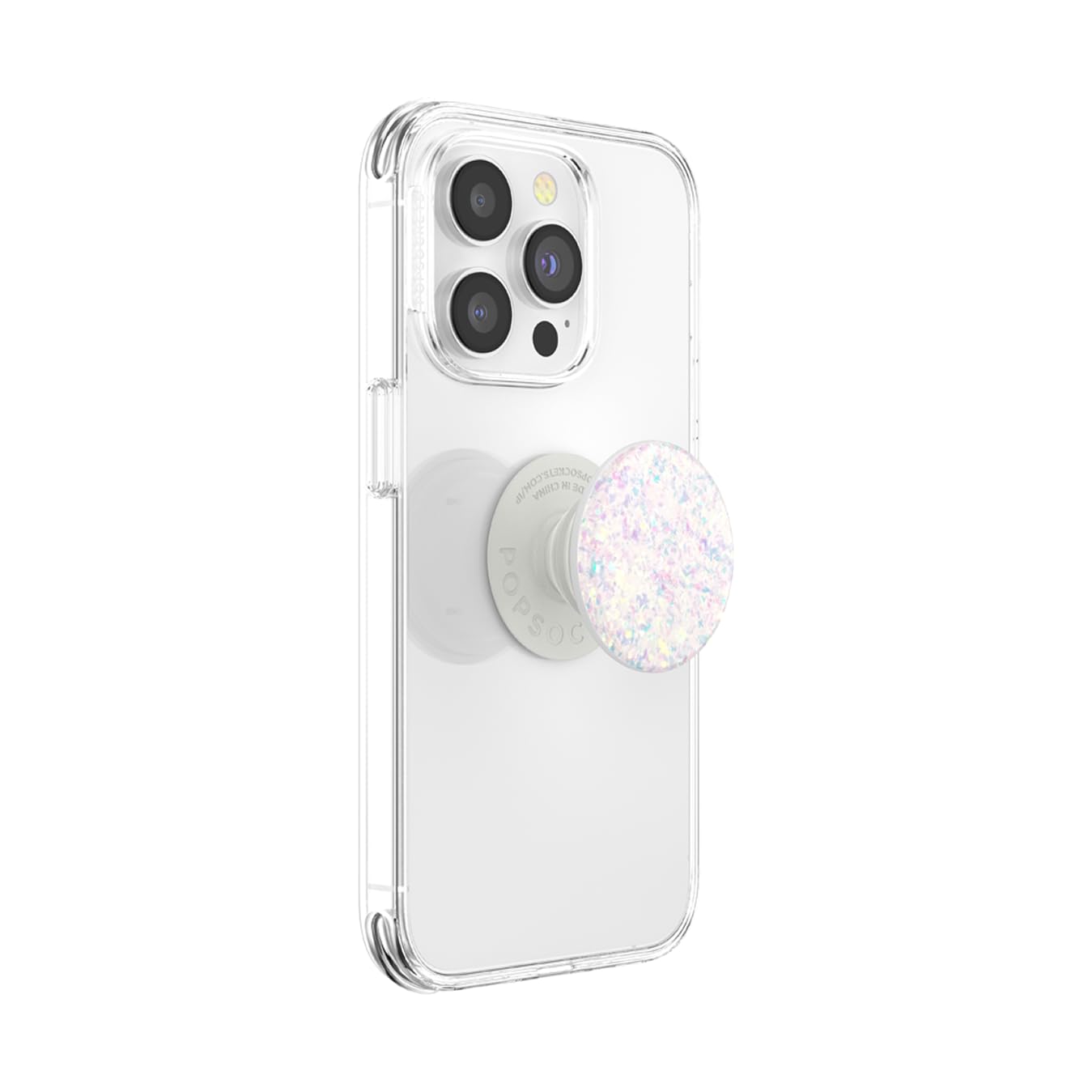 PopSockets Adhesive Phone Grip, Holder, Phone Stand, Glitter - Iridescent Confetti White
