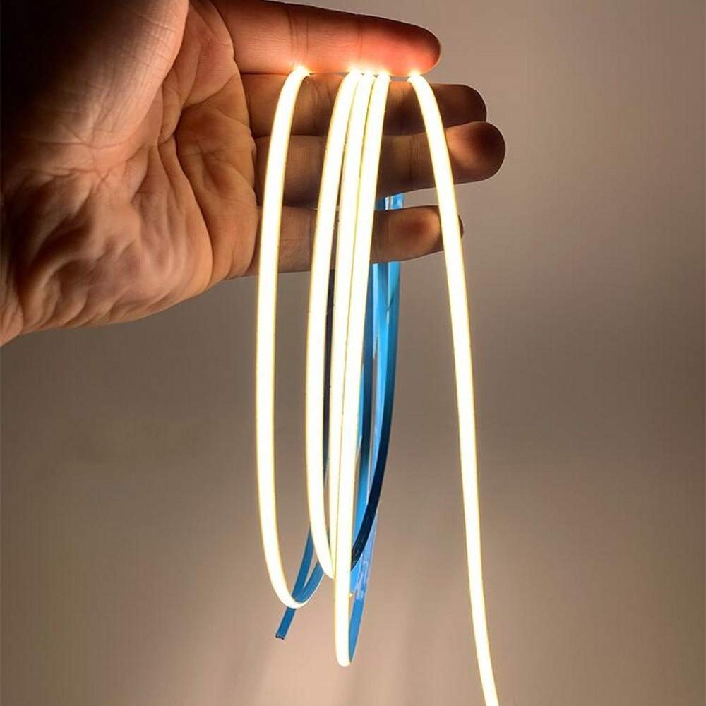 DC12v LED Strip Lighting,5mm width 6.6ft/2m Night Light, 480LEDs/M Uniform Glow COB Bendable Tape Light, Cutting Designed Rope Light, Flexible Counter