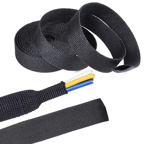 Sonoreboom 2 in 1 Heat Shrink Braided Sleeving Fabric Tubing-Ideal fit Irregular Shape Hose/Cable/Wire (1/2"(12mm), 40FT)