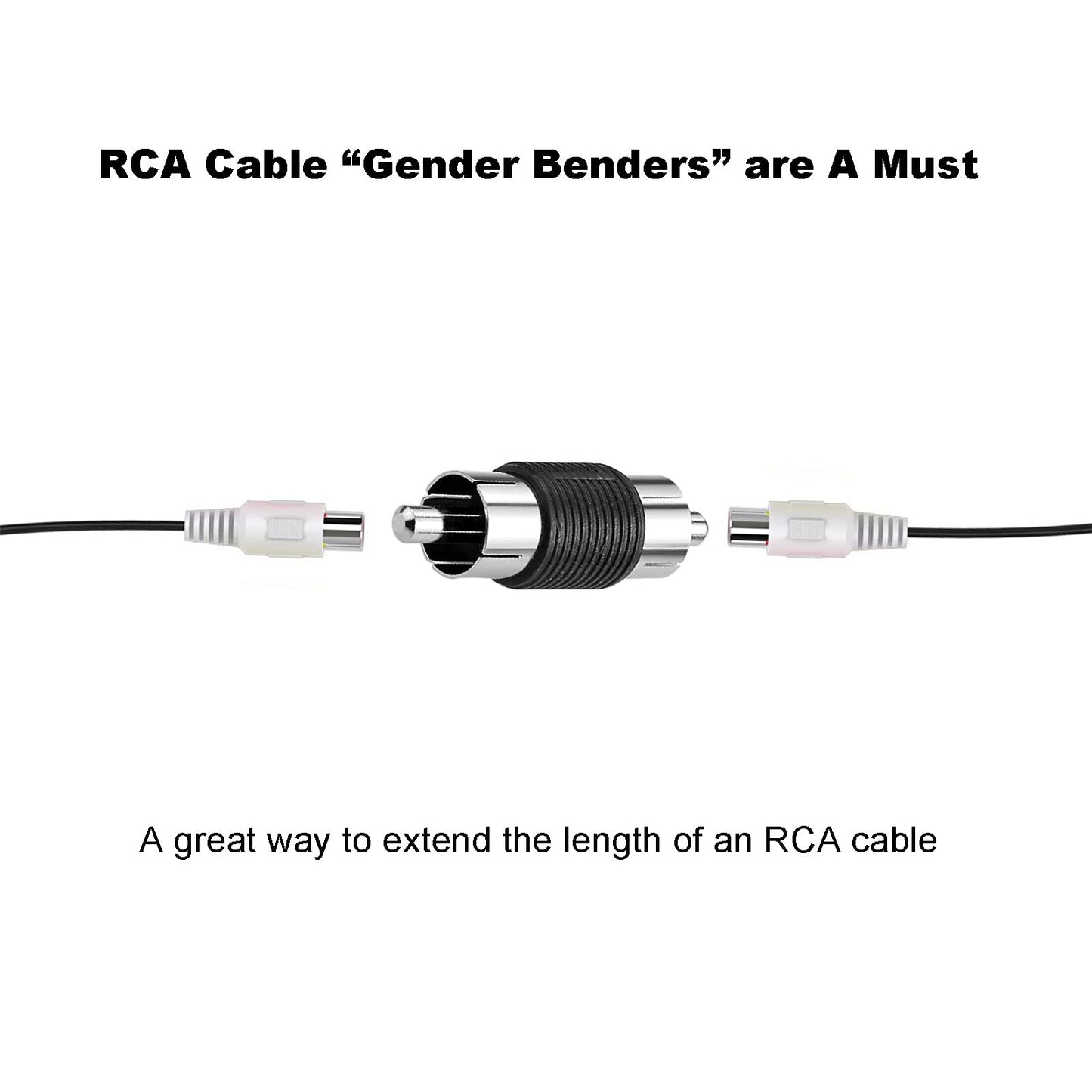 Borsuer 6Pcs RCA Male to Male Adapter Audio Video Nickel Plated RCA Male Coupler Connector Adapter for RCA Cable Extension