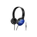 PANASONIC 2-Tone Color Foldable Headphones with Microphone, Call Controller and 3.9 ft Audio Cord Compatible with iPhone, BlackBerry, Android…