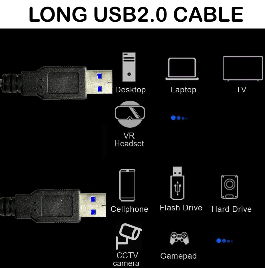 USB 2.0 A to USB A Cable 40FT, USB2.0 A to A, USB Cord Compatible with Hard Drive Enclosures, DVD Player, Hard Drive Enclosures, DVD Player, TV, Flash