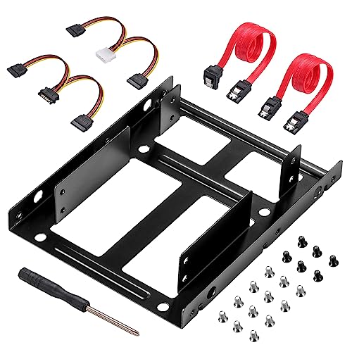 S.H.Y SPRUCES SSD Metal Mounting Bracket Kit, 2.5 to 3.5 Hard Drive Adapter, Compatible with Any 2.5 to 3.5 Drive Bay, with SATA Data Transfer Cable