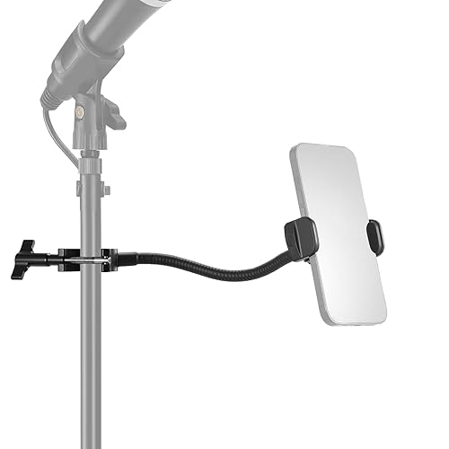 NEEWER BASICS Mic Stand Phone Holder with Flexible Arm, 360° Ball Head Boom Arm Microphone Floor Music Stand Cell Phone Mount Compatible with iPhone