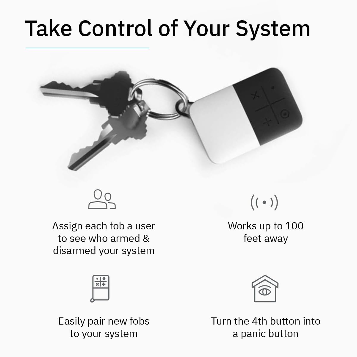 Abode Key Fob | Arm & Disarm Your abode System On The Go with The Touch of a Button - Works with All Abode Security Systems