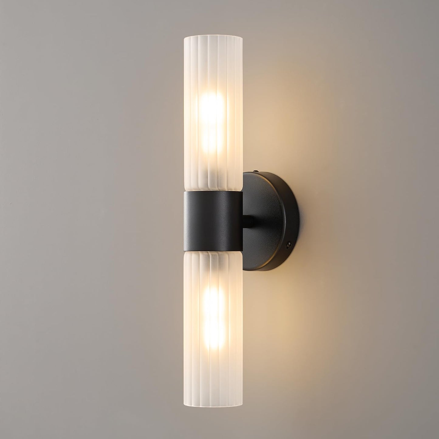 Timeweave Bathroom Light Fixtures 2-Light, Modern Vanity Light for Bathroom, Wall Sconce with Frosted Glass Rods Shades, Hardwired Wall Light Fixtures