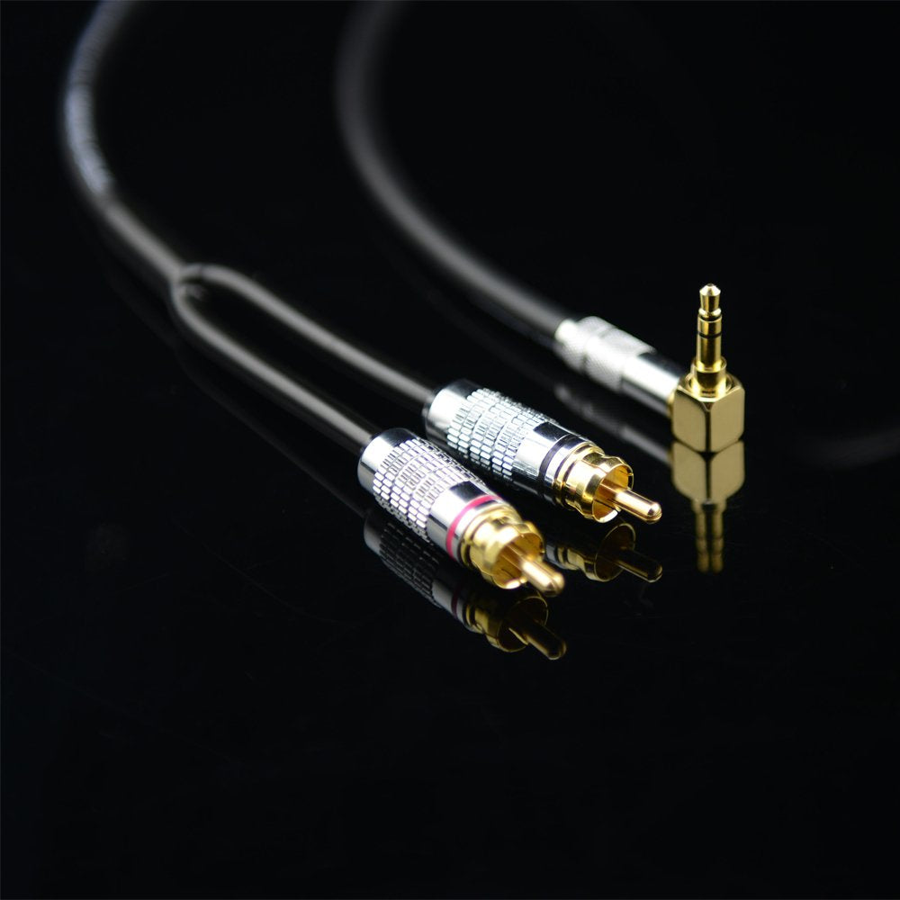 Primeda Audiophile Audio Cable Stereo 3.5mm Male to 2 RCA Male Hi Fi for MP3,CD,Speakers,Home Theater,HDTV (Right angle 3.5mm (3 Feet))