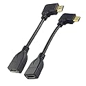 Seadream 2Pack 6" 15CM High Speed HDMI Angle Male to Female Cable Adapter Connector (2Pcs Each of Left Angle and Right Angle)