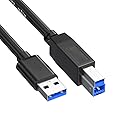 Pocxwa USB 3.0 Printer Cable, USB-A to B Male Cord 5Gbps Data Sync Compatible with Printers, Scanner, Docking Station, External Hard Drivers, Monitor