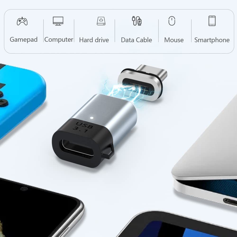 AUCON USB C Magnetic Adapter Straight 100W + USB C to USB Adapter Magnetic C Connector Support Data Transfer Compatible with MacBook Pro/Air/ Type C…