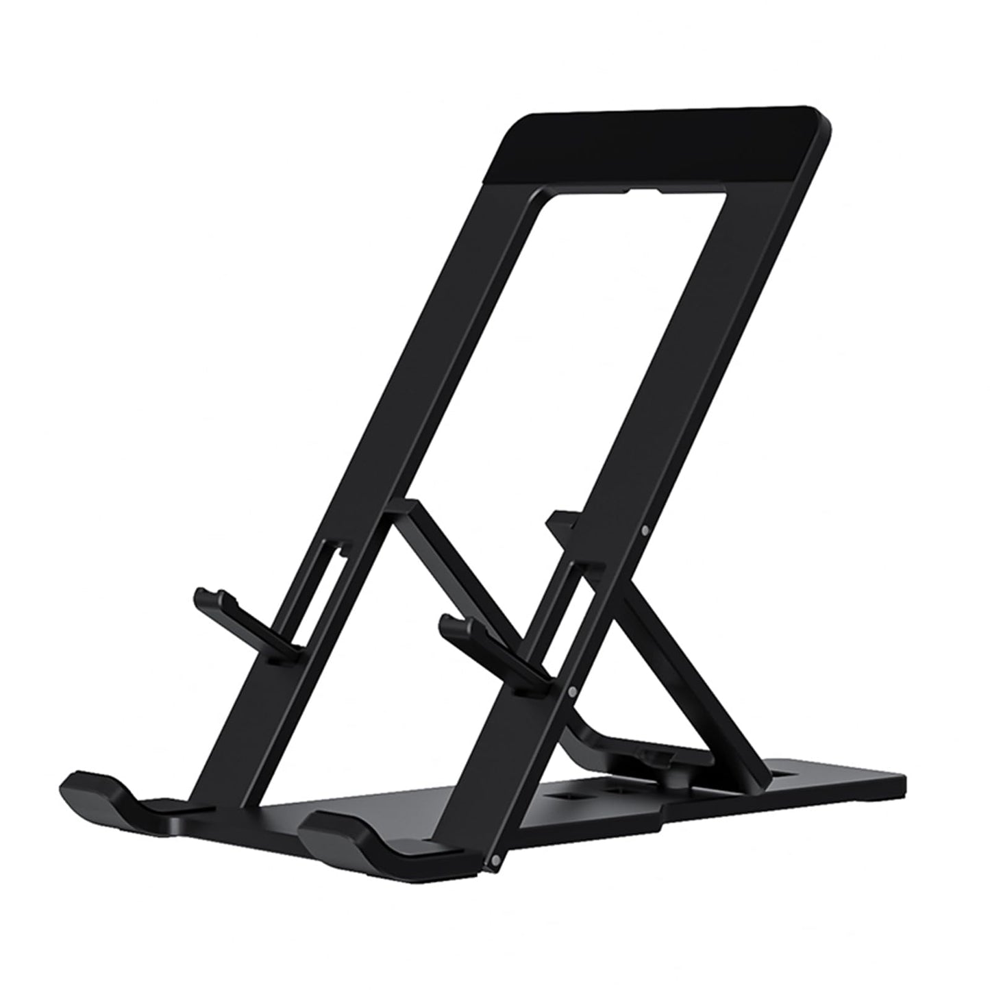 Abuzhen Cell Phone Stand, Fully Adjustable Foldable Desktop Phone Holder for Desk, Thick Case Friendly, Compatible with All Phones (A-Black)