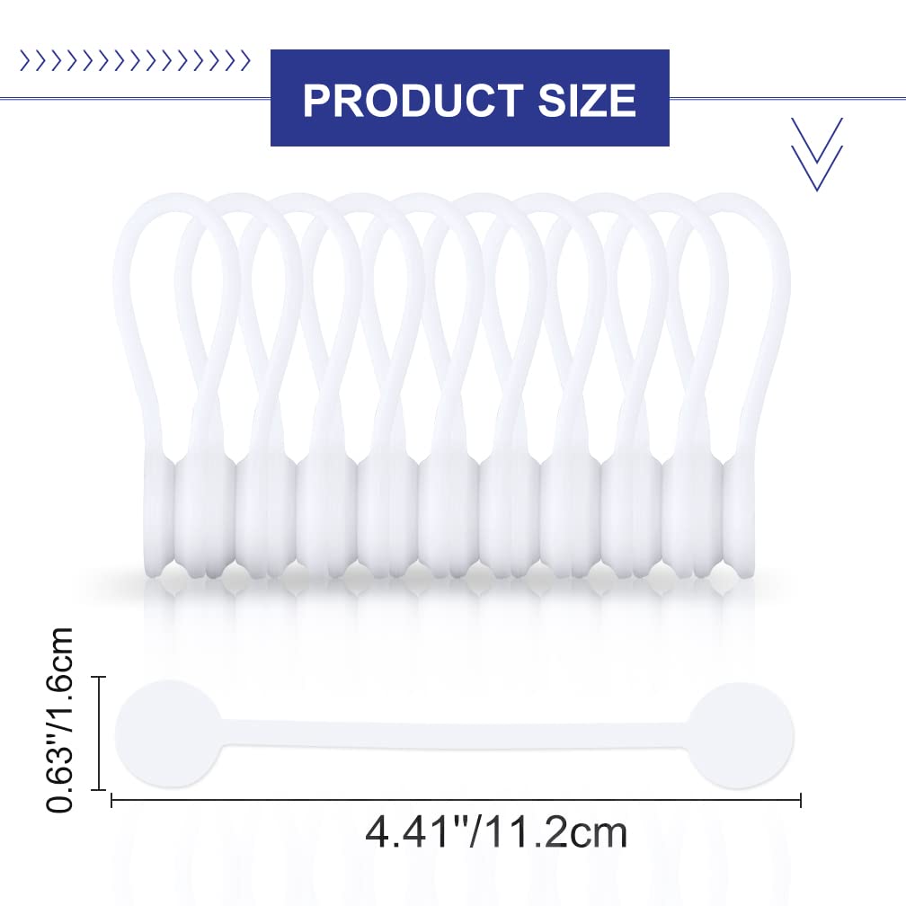 Kanemc White Magnetic Cable Ties 10-Pack, Silicone Cord Twist Ties Magnet Strap For Charging Wire Organizer, Earphone Cords Wrap, Fridge Magnets