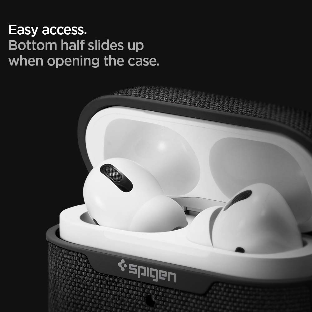 Spigen Urban Fit Designed for AirPods Pro Case (2019) Premium Fabric Cover with Carabiner - Black