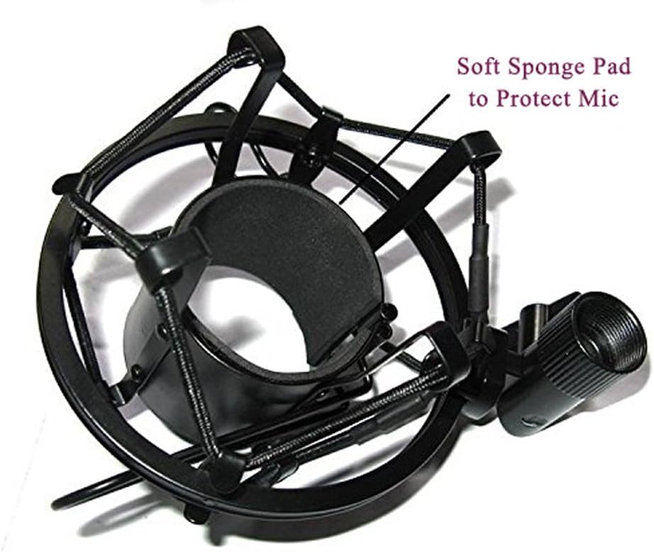 Etubby 47-53mm AT2020 Microphone Shock Mount with Metal Screw Adapter, Adjustable Anti Vibration High Isolation Metal Mic Mount Holder Clip for