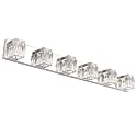 Ralbay LED Modern Bathroom Vanity Lights 6 Lights Crystal Glass Stainless Steel Bathroom Vanity Lights Fixtures Over Mirror LED Modern Crystal Glass