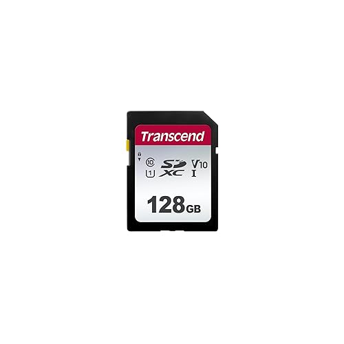 Transcend SDC300S 128GB SDXC SD Card, Compatible with DSLR Cameras/ Digital Cameras / Trail Cameras / Camcorder, Up to 100MB/s, UHS-I U1 V10, Full HD
