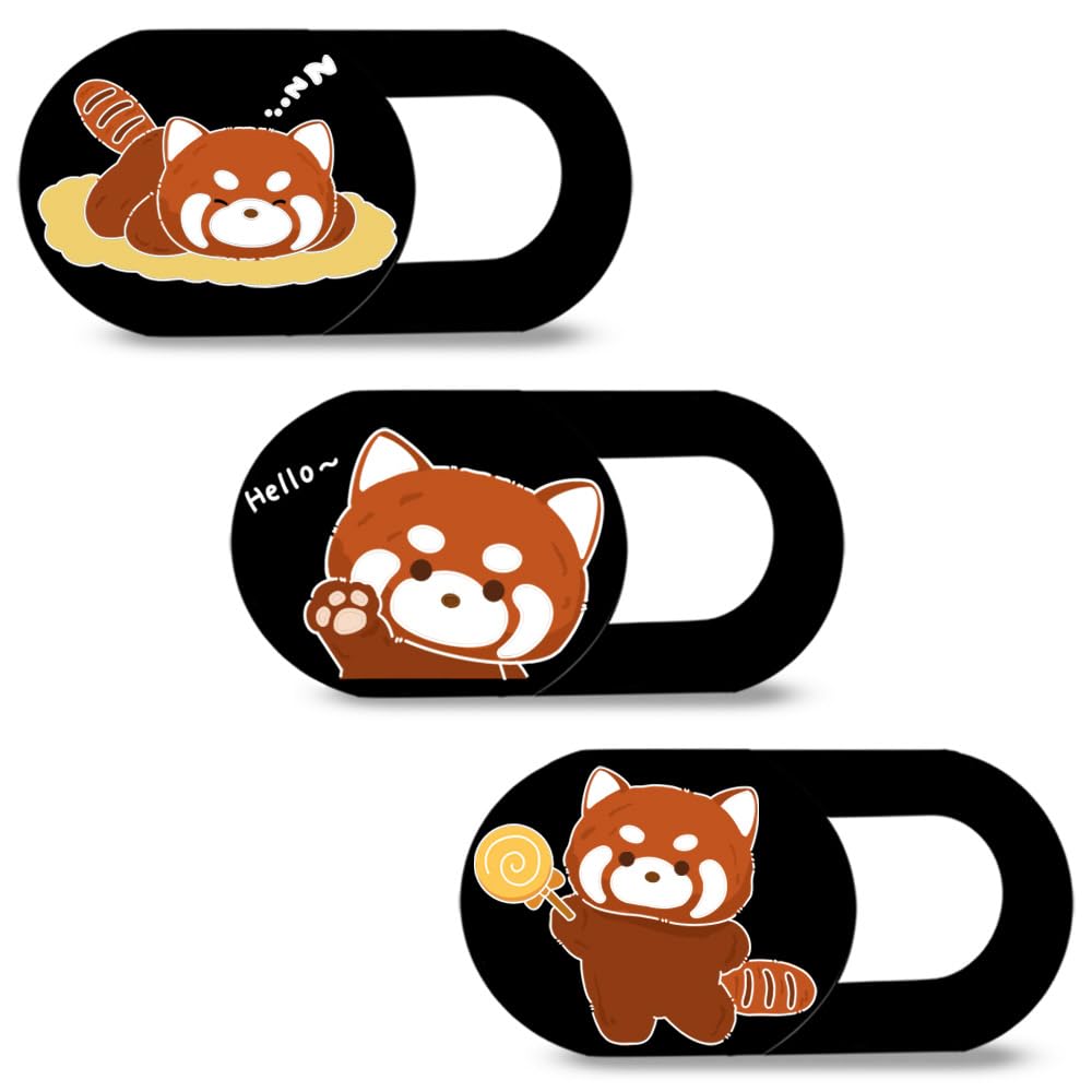 DR. PANDACAT Webcam Cover Slide, Red Panda Camera Blocker 0.028in Ultra-Thin Laptop Camera Cover for MacBook iMac iPhone iPad Tablet Smartphone