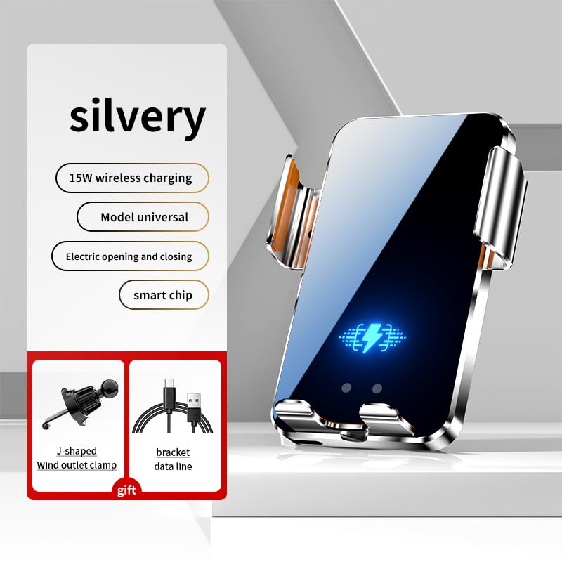 Wireless Car Charger Mount, 15W Fast Charging Auto Clamping Car Charger Phone Mount Phone Holder fit for iPhone 16 15 14 13 12 Pro Max 11 XR XS