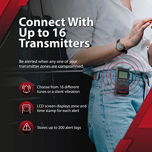 Wireless Driveway Alarm Portable Receiver PR-4000 - Compatible with Dakota Alert 4000 Transmitters | Battery-Powered Monitor Comes with USB Charger
