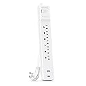 CyberPower CSP604UCW Surge Protector, 1500J, 6 Outlets, 1 USB-A, 1 USB-C, 4 Foot Power Cord, White, ETL