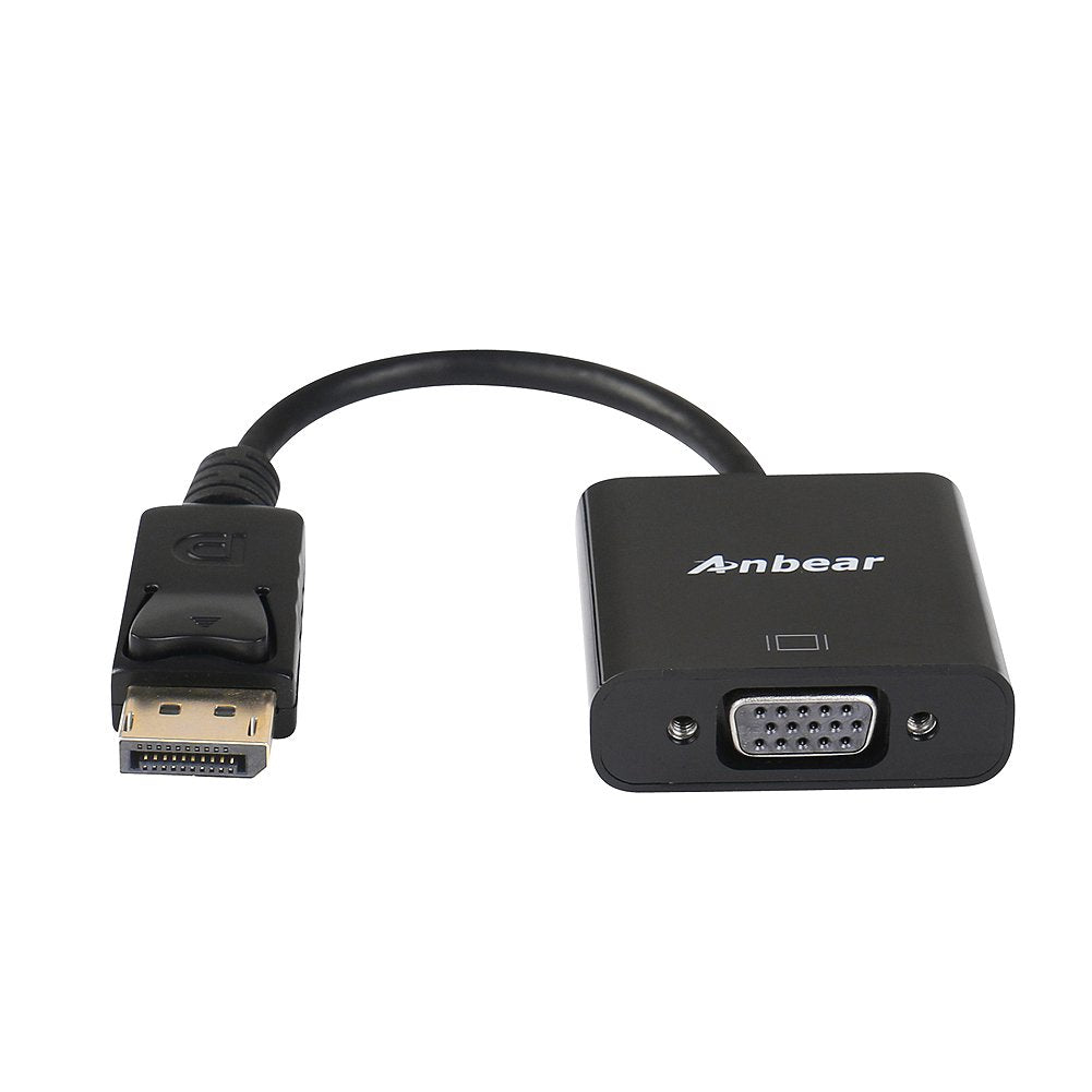 Anbear DisplayPort to VGA Adapter, Gold Plated DisplayPort for Enabled Desktops and Laptops to VGA Converter 1080P@60HZ(1Pack, DP)