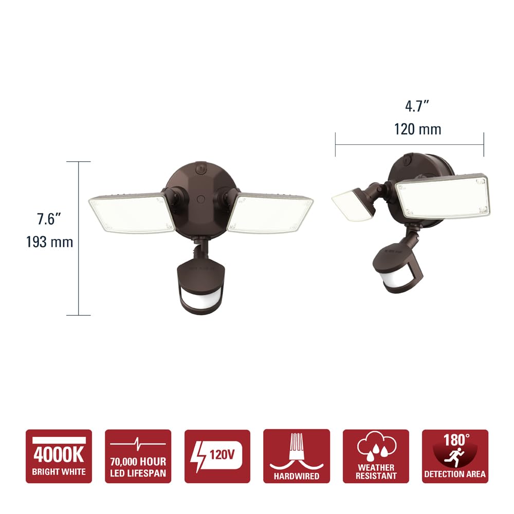 HALO TGS Outdoor Integrated LED Motion Sensor Flood & Security Light Twin Square Head Bronze